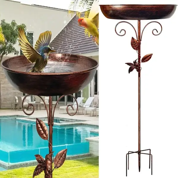 Garden Birdbath Sturdy Iron Outdoor