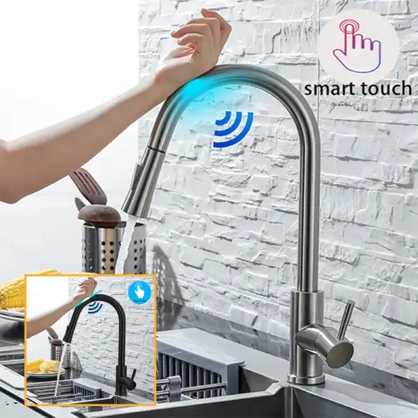 DQOK Kitchen Faucet Pull Out Brushed Nickle Sensor Stainless Steel