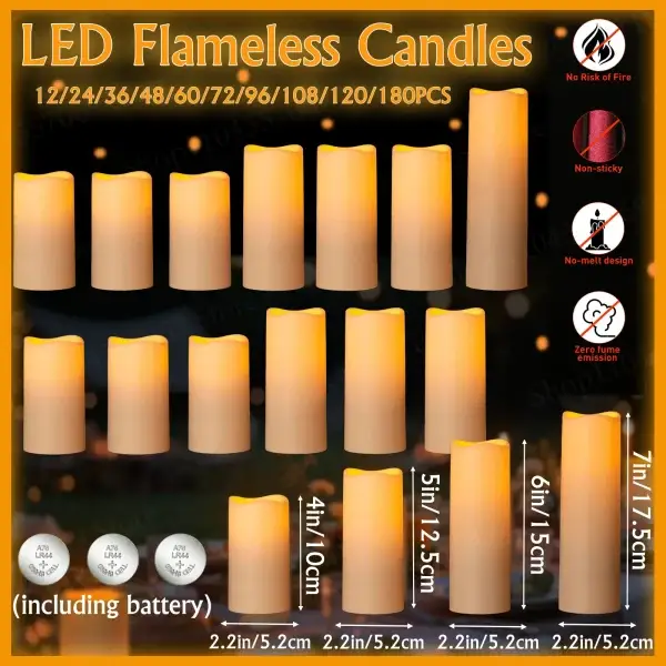12-180Pcs LED Flameless Candles