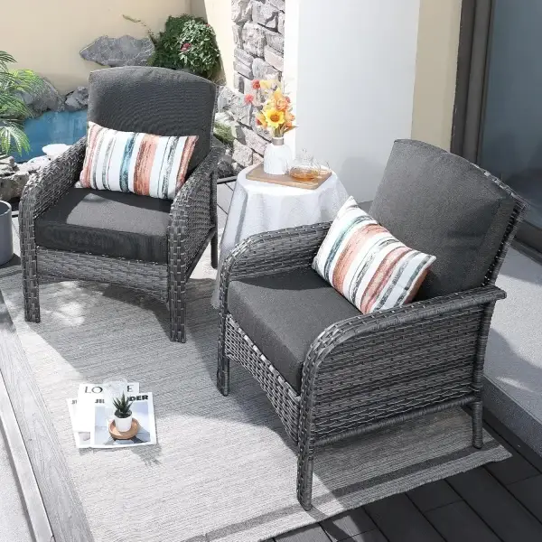 2-Piece Outdoor Patio Wicker Chair Set