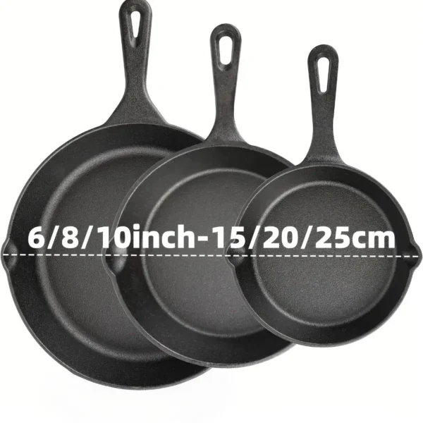 3PCS Pre-Seasoned Cast Iron Skillet Set