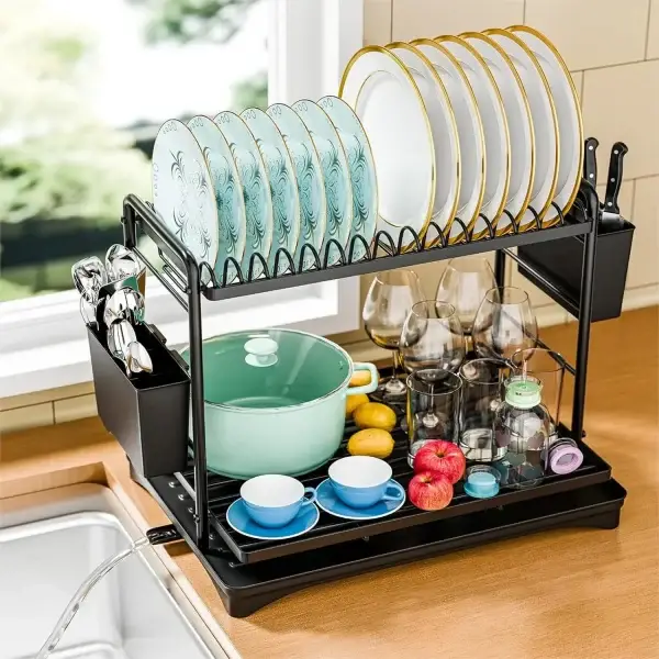 2-Tier Dish Drying Rack for Kitchen Counter