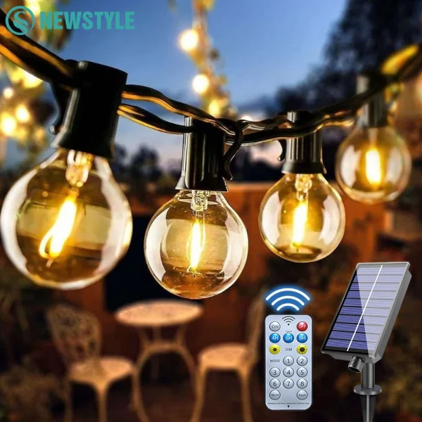 Solar G40 Outdoor String Lights with Remote Controls